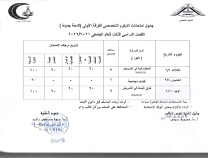 جدول امتحانات الدبلوم التخصصى فرقة اولى لائحة جديدة فصل دراسى ثالث للعام الجامعى 2021-2022