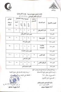 جدول امتحان الفرقة الرابعة قسم الإدارة  فصل دراسى أول العام الجامعى 2020-2021