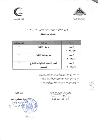 جدول امتحان دكتوراه  لقسم تمريض الاطفال دور مايو 2022