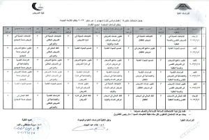 جدول امتحانات دكتوراه فصل دراسى أول تمهيدى دور يناير 2023لائحه جديده لجميع الاقسام