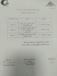 جدول امتحانات دكتوراه ادارة الخدمات التمريضية