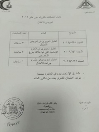 جدول امتحانات دكتوراة قسم تمريض الاطفال