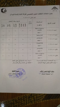 جدول امتحانات تخلفات الدبلوم التخصصي الفرقه التانيه (لايحه قديمه )